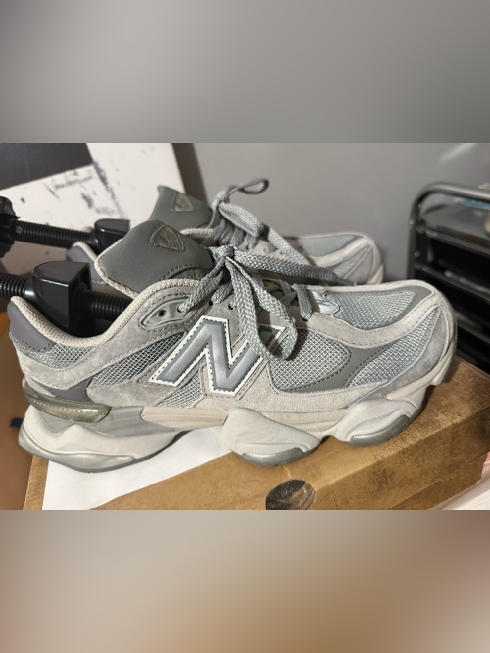 New Balance Light Gray Mesh & Suede Sneakers